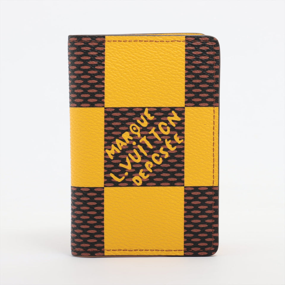 Louis Vuitton Damier Organizer Do Push N40596 Brown x Yellow   Card Case