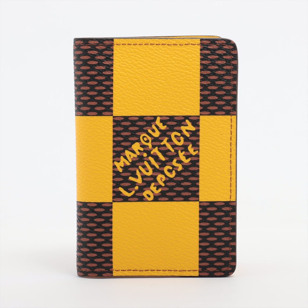 Louis Vuitton Damier Organizer Do Push N40596 Brown x Yellow   Card Case