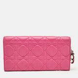 Dior Pink Cannage Leather Lady Dior Wallet On Chain