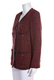 Chanel Red/Black Metallic Fantasy Tweed Blazer SZ 48