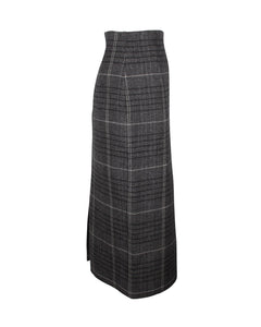 Dior Plaid Pencil Midi Skirt in Grey Wool