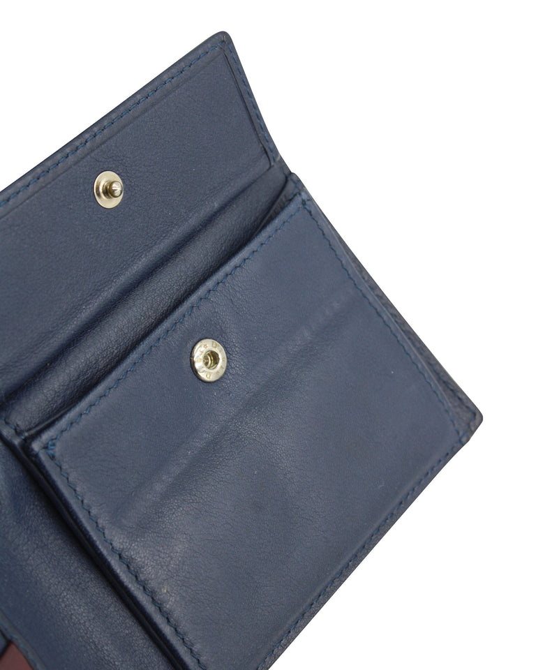 Dior Homme  Bi-Fold Wallet in Navy Blue Grained Calfskin Leather
