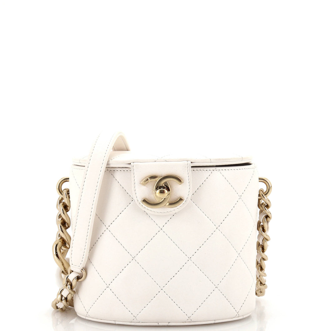 CHANEL Resin Elegant Chain Tubular Vanity Case Quilted Lambskin Small