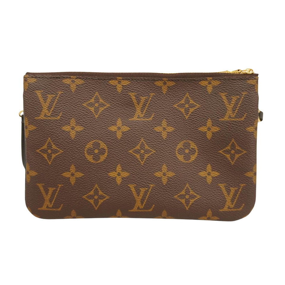 Louis Vuitton Pochette Double Zip  Canvas Clutch Bag