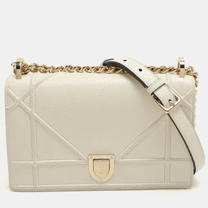 Dior White Leather Small Diorama Shoulder Bag