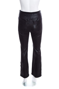 Chanel Black Sparkle Stretch Lambskin Pants SZ 38