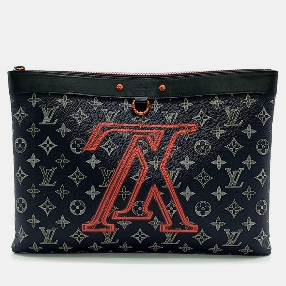 Blue Monogram Canvas Upside Down Clutch Bag