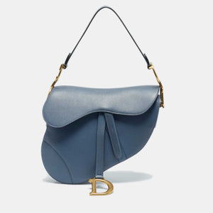 Dior Blue Leather Saddle Bag