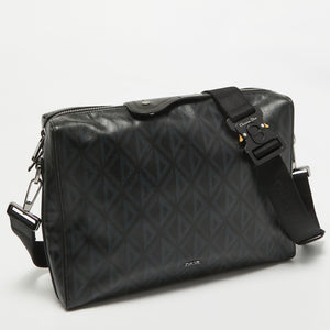 Dior Black Cd Diamond Print Coated Canvas And Leather Lingot Messenger Bag