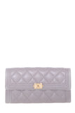 Chanel 2020 Grey Quilted Caviar Wallet