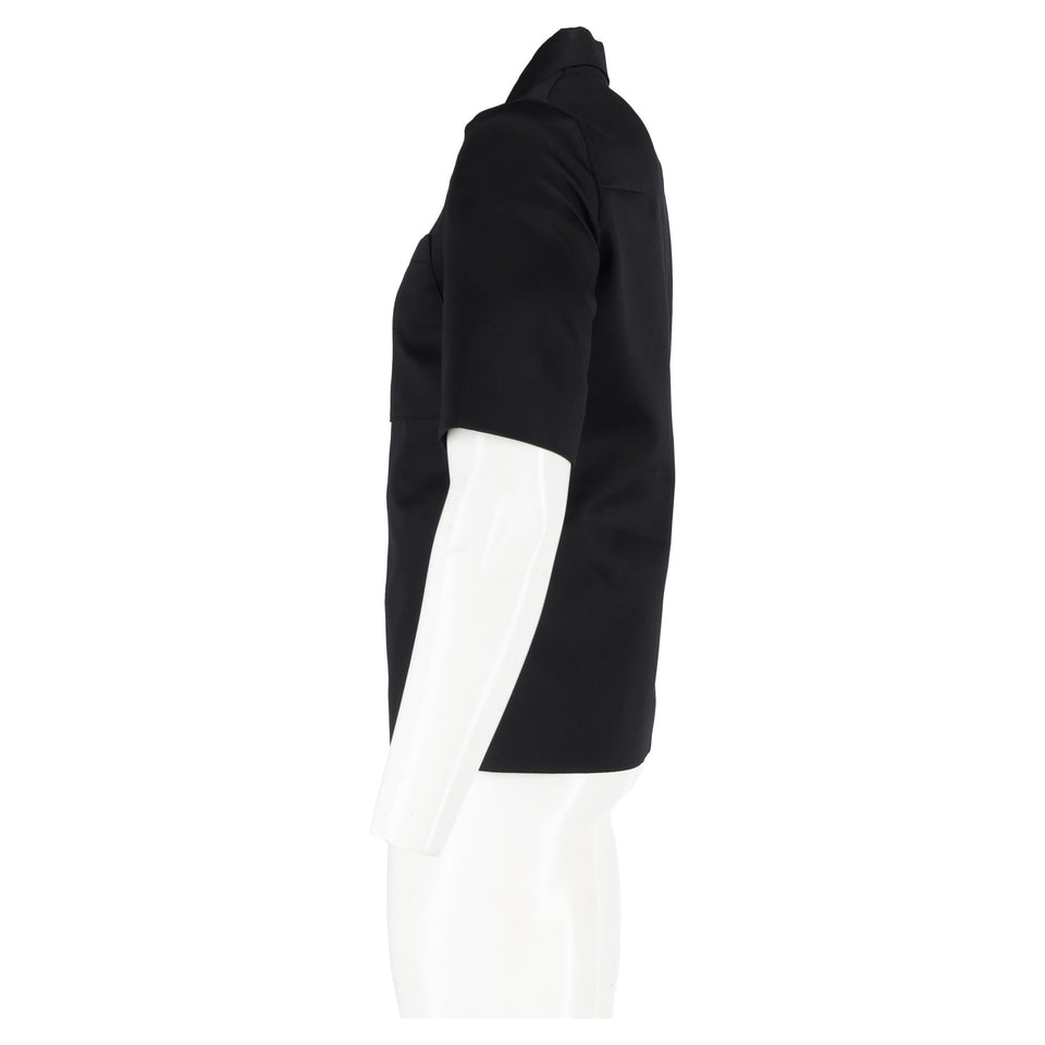 Dior Zip Front Shirt in Black Cotton