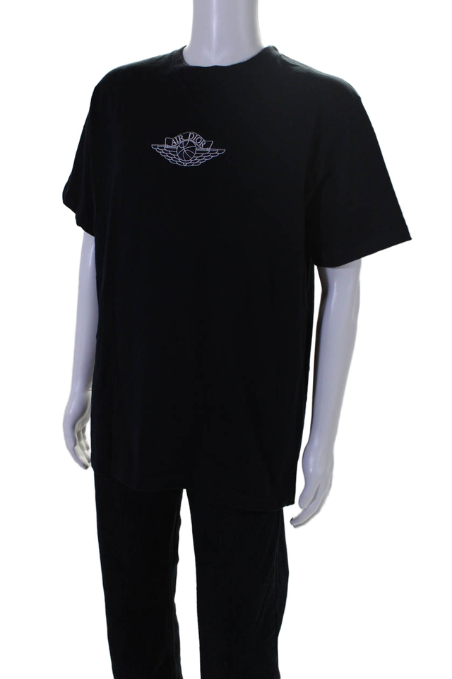 Dior Mens Short Sleeves Pullover Tee Shirt Black Cotton