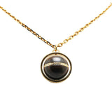 Gold Louis Vuitton Gold Plated Crystal Magnetic Wood Ball Pendant Necklace