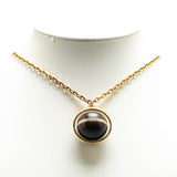 Gold Louis Vuitton Gold Plated Crystal Magnetic Wood Ball Pendant Necklace
