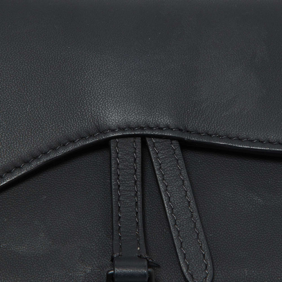 Dior Black Leather Saddle Flap Belt Bag