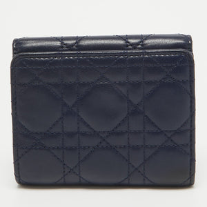 Dior Navy Blue Cannage Leather Dior Addict Compact Wallet