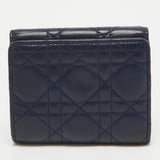 Dior Navy Blue Cannage Leather Dior Addict Compact Wallet