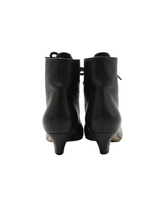 Dior Lace-Up Pointed-Toe Ankle Boots in Black Leather