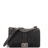 CHANEL Paris-Edinburgh Boy Flap Bag Celtic Knot Embossed Calfskin Old Medium