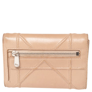 Dior Beige Leather Diorama Trifold Wallet..