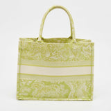 Dior Green/white Embroidered Canvas Medium Toile De Jouy Book Tote