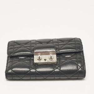 Dior Black Cannage Leather Miss Dior Compact Wallet