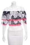 Chanel Black & White Off Shoulder Blouse SZ 38