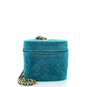CHANEL Vintage Tassel Chain Vanity Case Shoulder Bag Quilted Suede Small