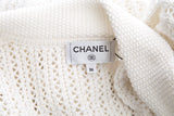 Chanel White Knit Cardigan Sweater SZ 36