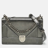 Grey Patent Leather Medium Diorama Shoulder Bag