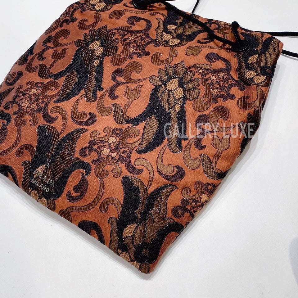 No.3385-Prada Embroidery Drawstring Bag