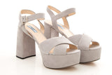 Prada VEIRNECE Dove Grey Heels SZ 39