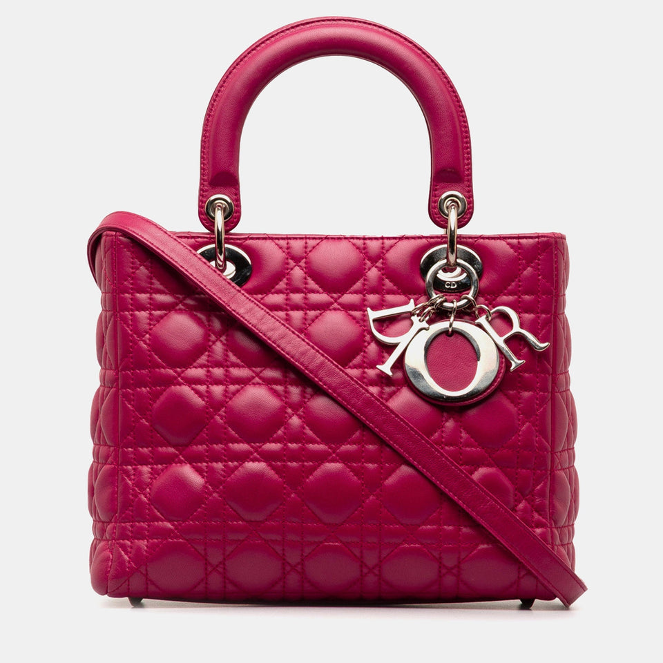 Medium Lambskin Cannage Lady Dior