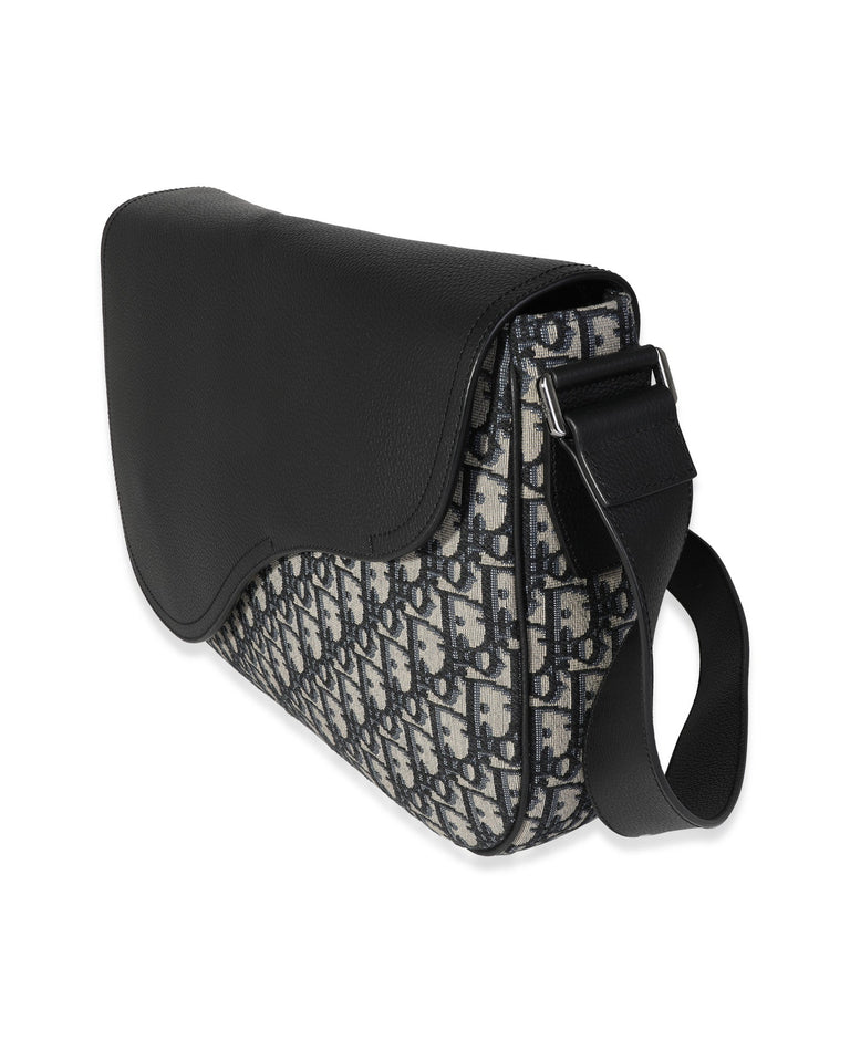 Dior Blue Oblique & Leather Saddle Messenger Bag