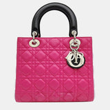 Black Leather Medium Diorever Top Handle Bag