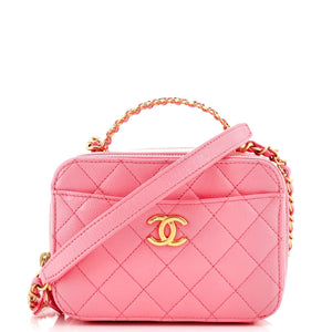 CHANEL Pick Me Up Logo Handle Vanity Case Quilted Caviar Small