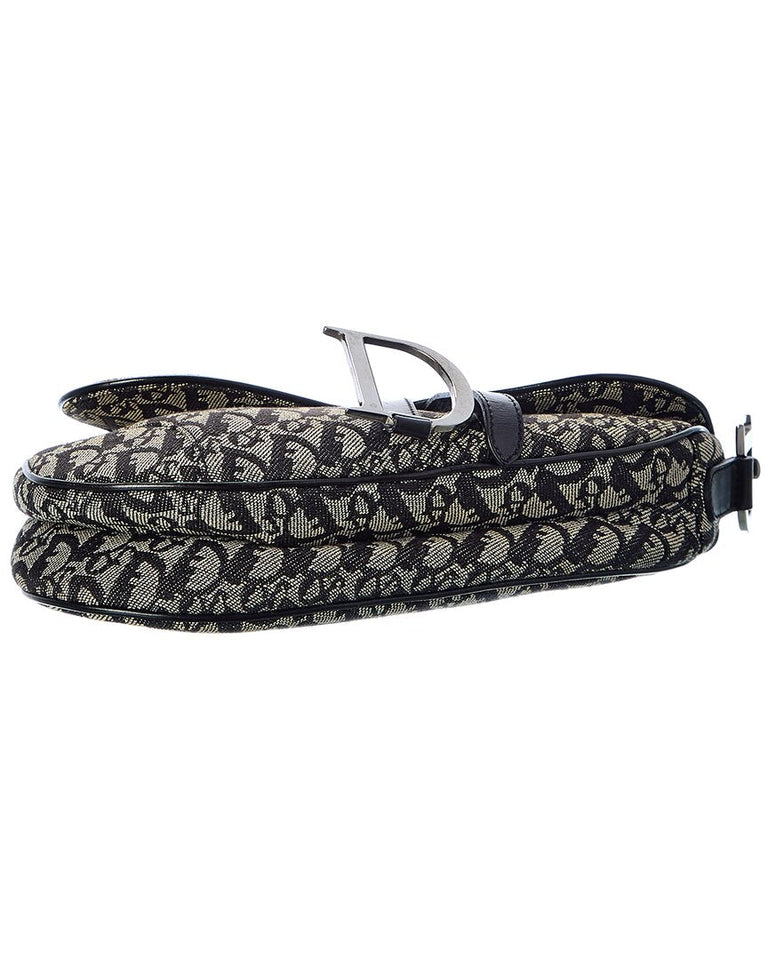 Dior Black Canvas Oblique Saddle Bag