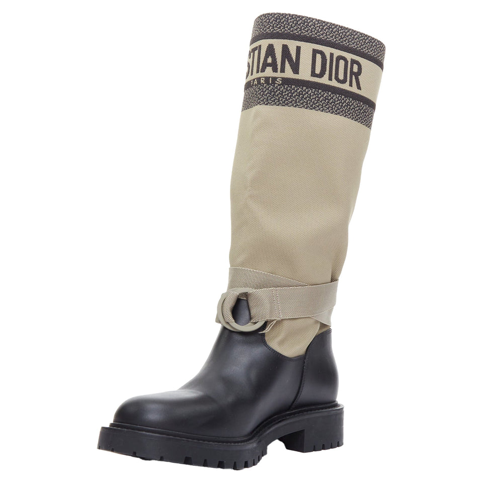Christian Dior D-Major canvas safari boots