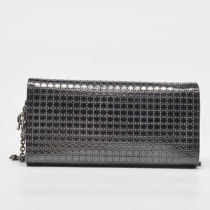 Dior Metallic Patent Leather Micro Cannage Croisiere Wallet On Chain