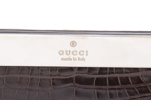 Gucci Brown Crocodile Tom Ford Era Top Handle Handbag