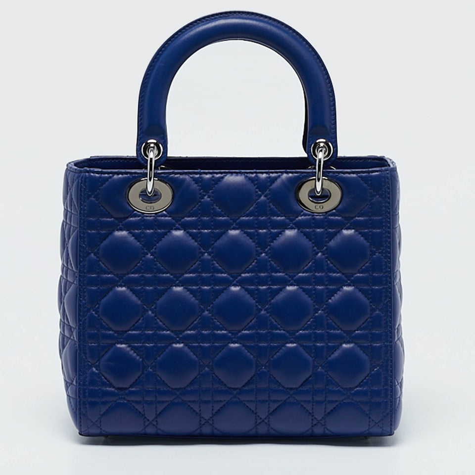 Dior Blue Cannage Leather Medium Lady Dior Tote