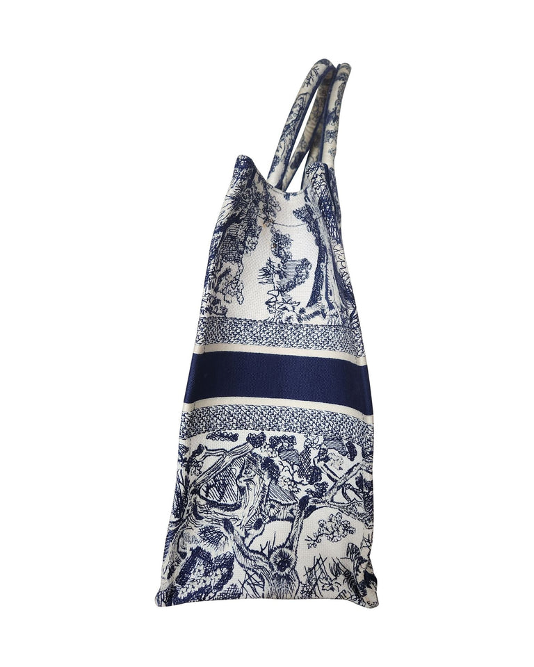 Dior Book Small Tote Bag in Navy Blue Canvas