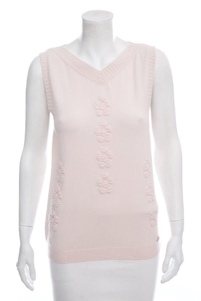 Chanel Pink Knit Sweater Vest SZ 38
