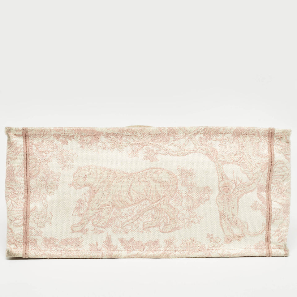 Dior Pink Embroidery Canvas Medium Book Tote..