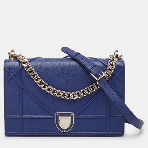 Blue Leather Medium Diorama Shoulder Bag