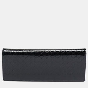 Black Microguccissima Patent Leather Small Broadway Clutch