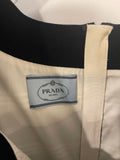 Prada Khaki, Navy & White Striped Mid-Sleeve Off-Shoulder Dress Size IT 40 (UK 8)