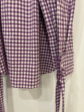 Prada Purple and White Vichy Printed Shirt with Tie Details Size IT 40 (UK 8)