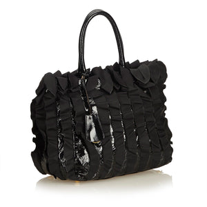 Prada Black Nylon Fabric Gathered Tote Bag Italy