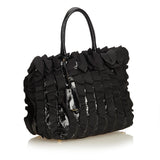 Prada Black Nylon Fabric Gathered Tote Bag Italy